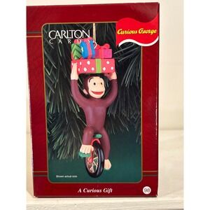Carlton Cards Curious George Unicycle Christmas Ornament 1998 A Curious Gift Box
